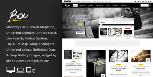 Bou - Masonry Review Magazine Blog WordPress Theme v2.7
