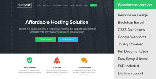 FlatHost WordPress Hosting Theme + WHMCS v2.4