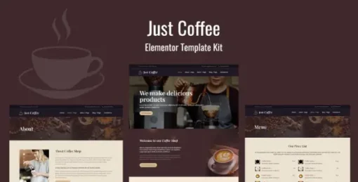 Justcoffee - Cafe and Coffee Elementor Template Kit