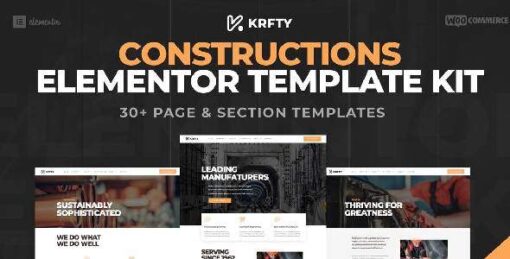 KRAFTY - Construction & Industry Elementor Template Kit