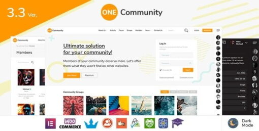 OneCommunity – BuddyPress Nouveau Community Theme v3.7.9