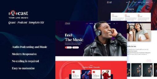 Qcast - Podcast & Music Elementor Template Kit