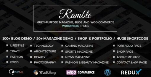 Ramble – Multi-purpose Blog, Magazine And Woo-Commerce WordPress Theme v2.0